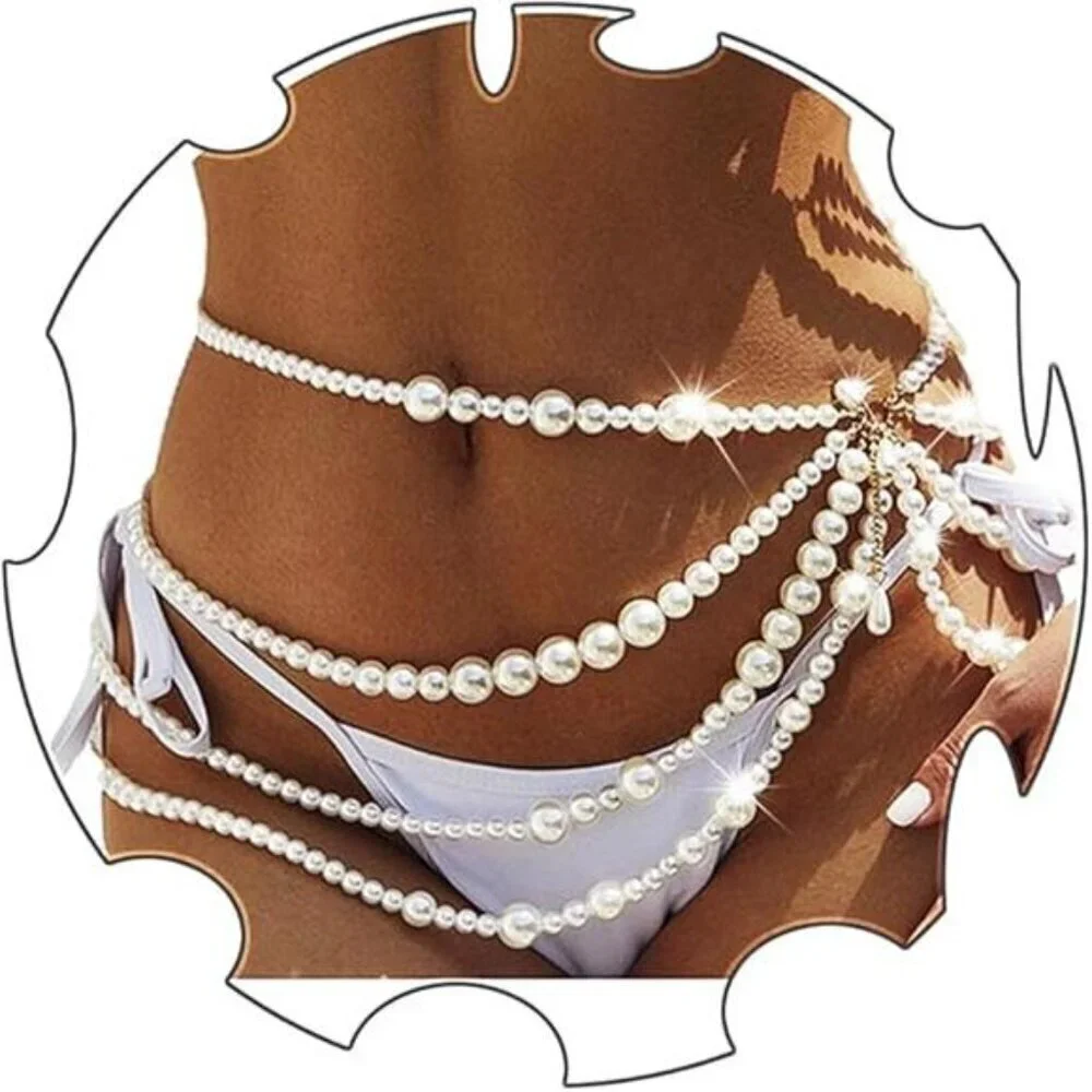 Luxury Pearl Waist Chain Belt – Layered Body Jewelry for Women and Beachwear